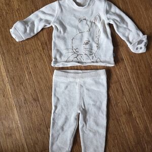 Marks & Spencer Cream Knit Bunny Top and Leggings Set